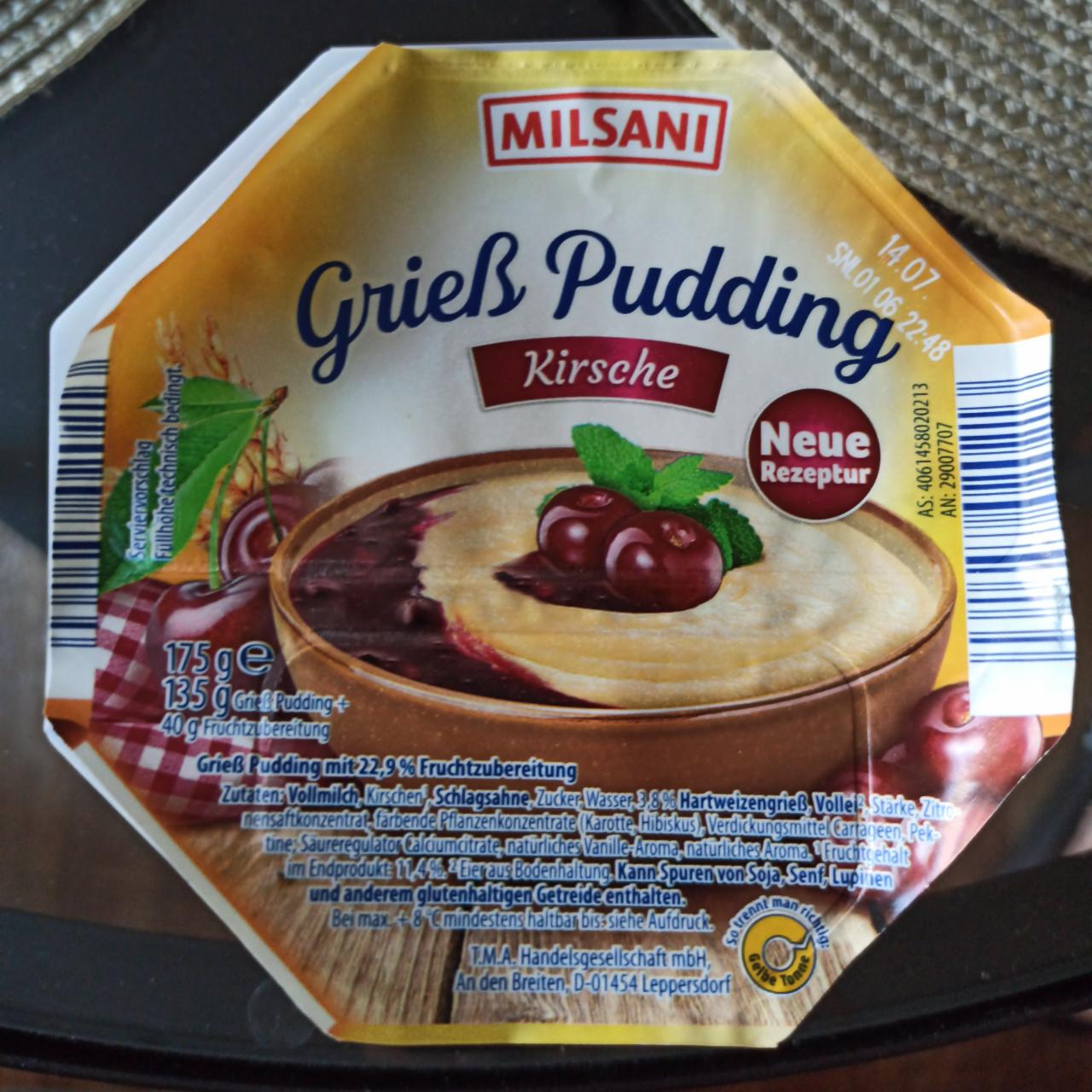 Fotografie - Grieß Pudding Kirsche Milsani
