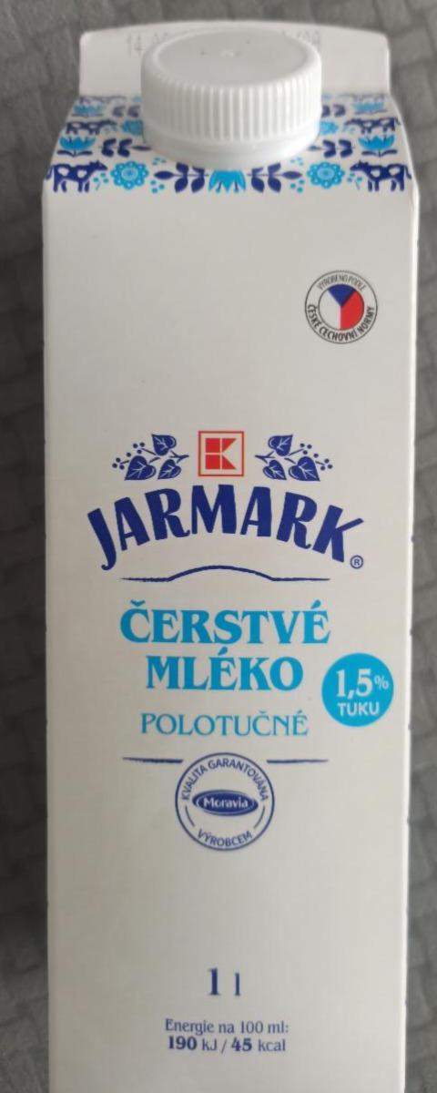 Fotografie - Čerstvé mléko polotučné 1,5% K-Jarmark