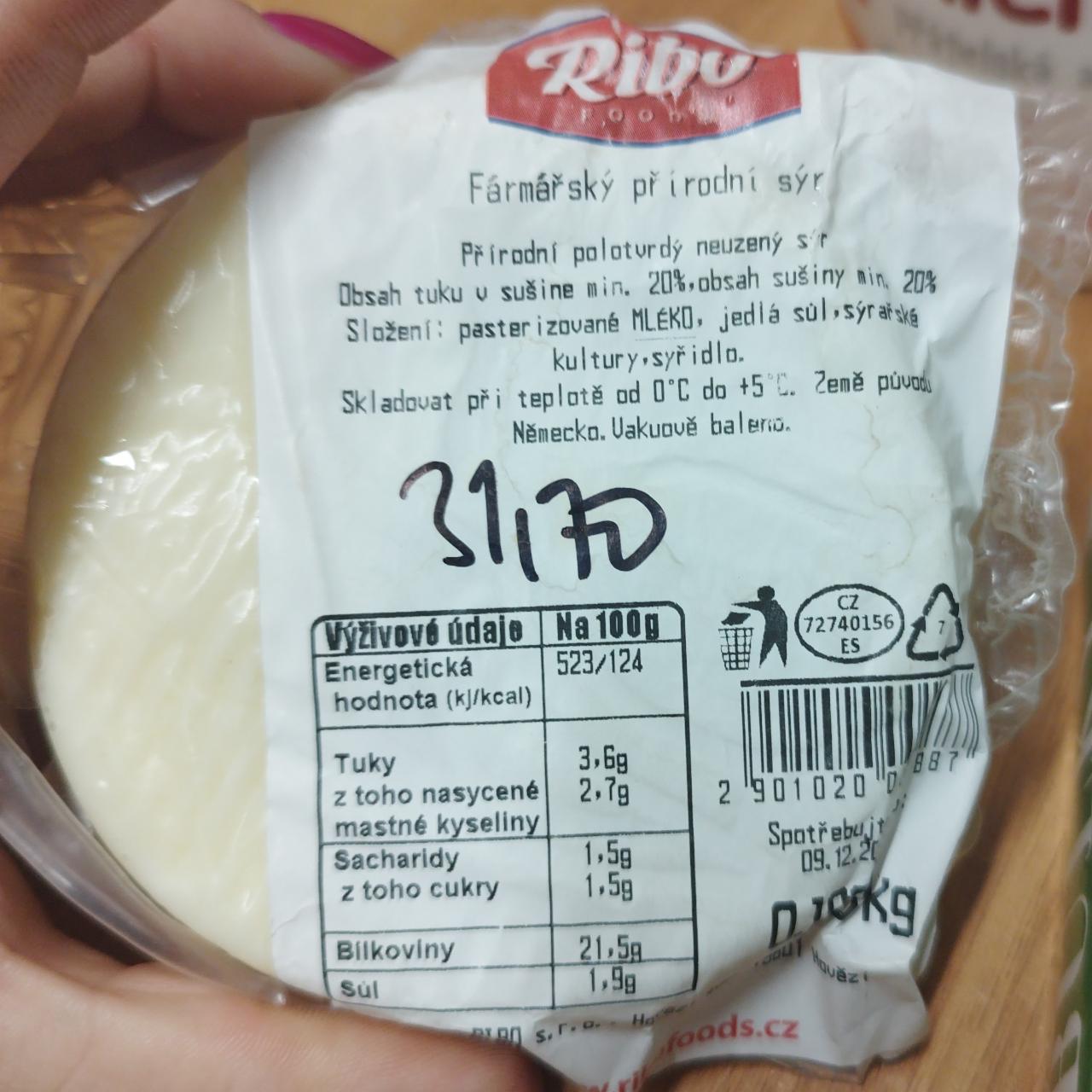 Fotografie - Farmářský přírodní sýr Ribo foods