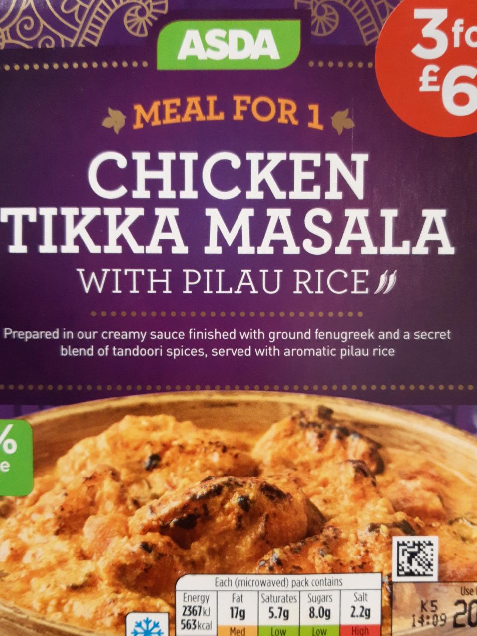Fotografie - Chicken Tikka Masala with Pilau Rice Asda