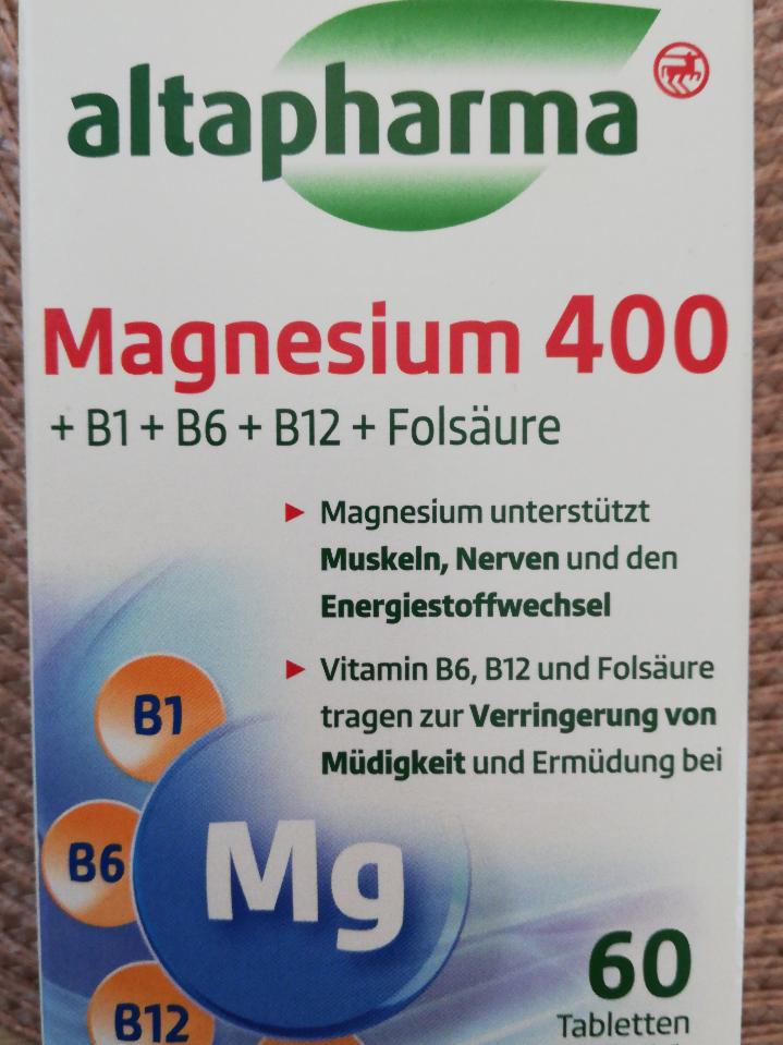 Fotografie - Magnesium 400 + B1, B6, B12 + Folsäure Altapharma