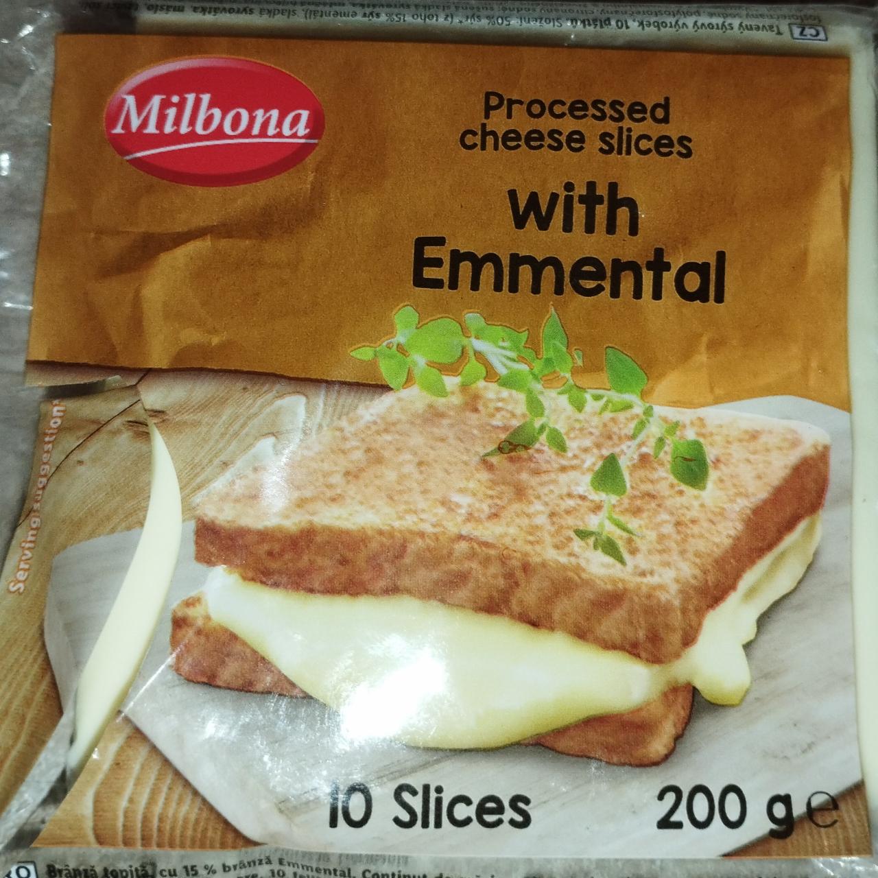Fotografie - Processed cheese slices with Emmental Milbona