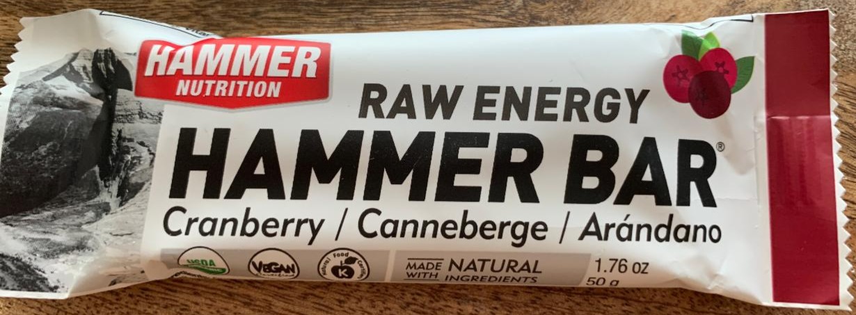 Fotografie - Raw Energy Hammer Bar Cranberry Hammer Nutrition