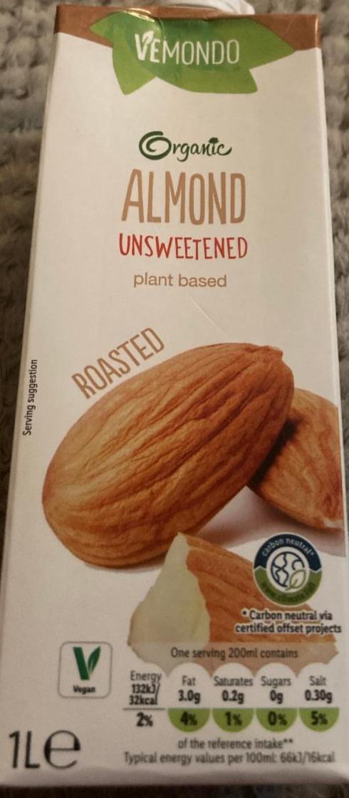 Fotografie - Organic Almond Unsweetened plant based Roasted Vemondo