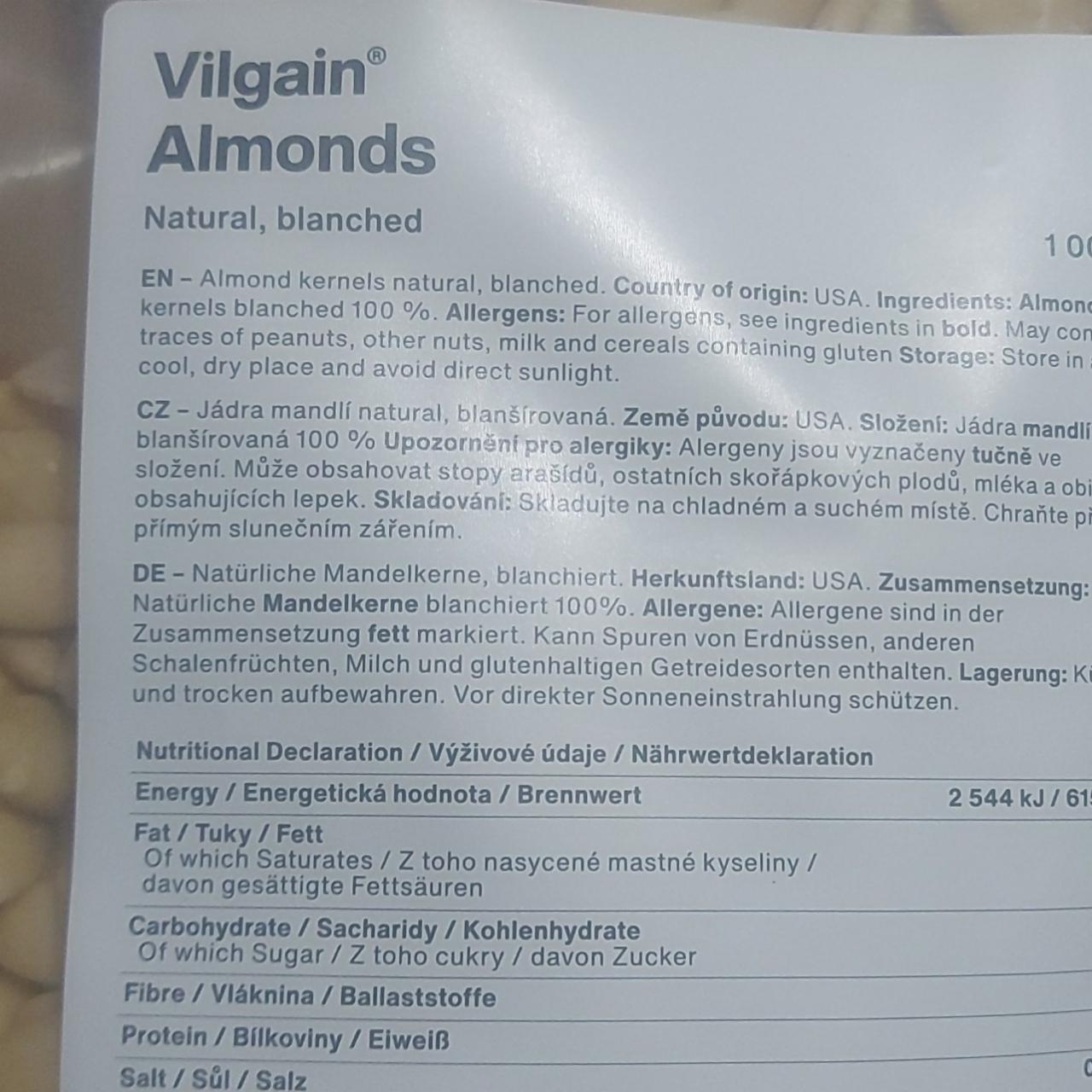 Fotografie - Almonds natural blanched Vilgain