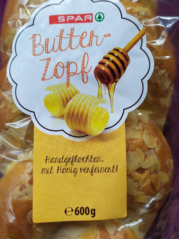 Fotografie - Butter-zopf handgeflochten mit honig verfeinert (máslová vánočka s mandlemi) Spar