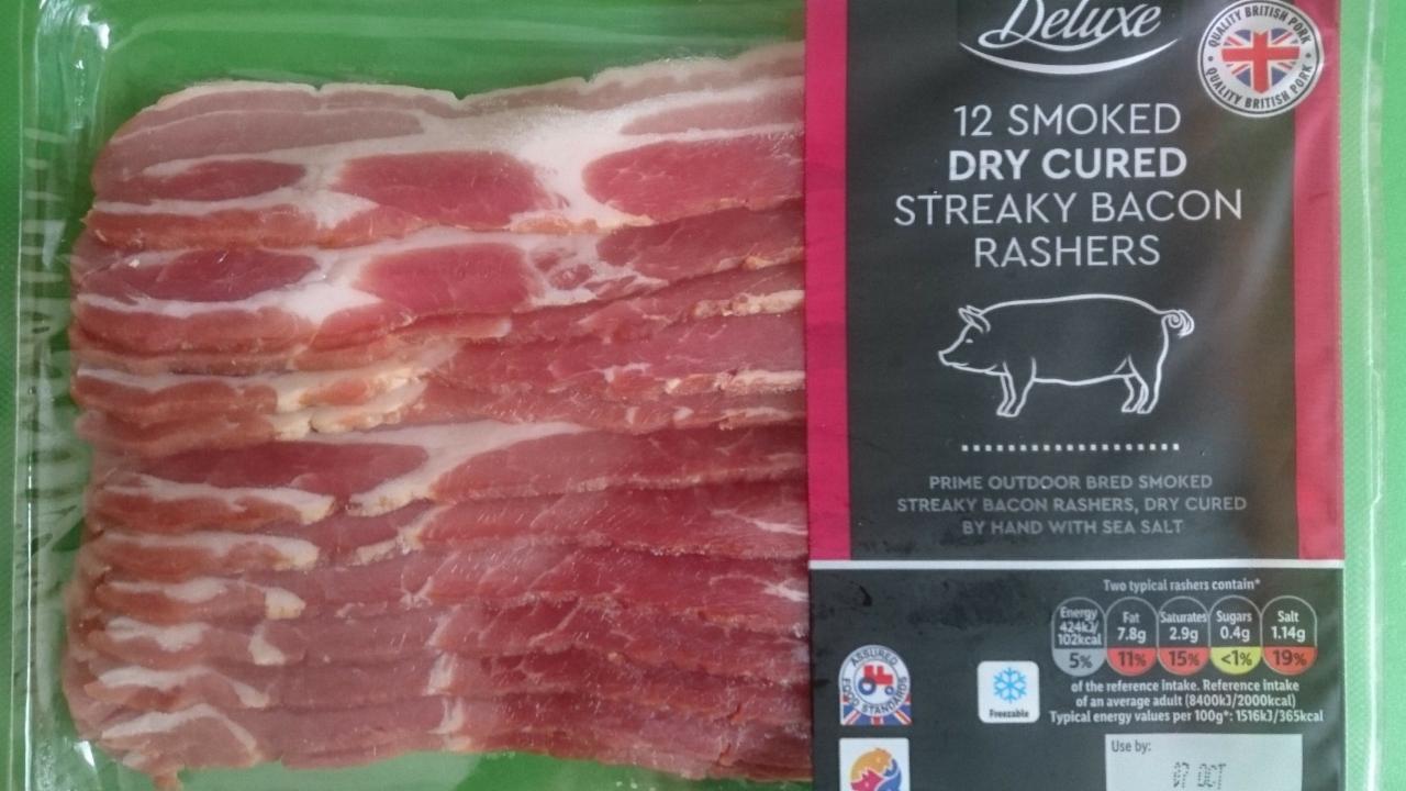 Fotografie - DELUXE Smoked dry cured streaky bacon rashers 