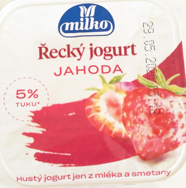 Fotografie - Řecký jogurt jahoda 5% tuku Milko