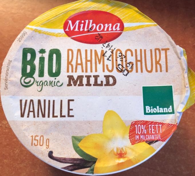 Fotografie - Bio Rahmjoghurt mild Vanille Milbona