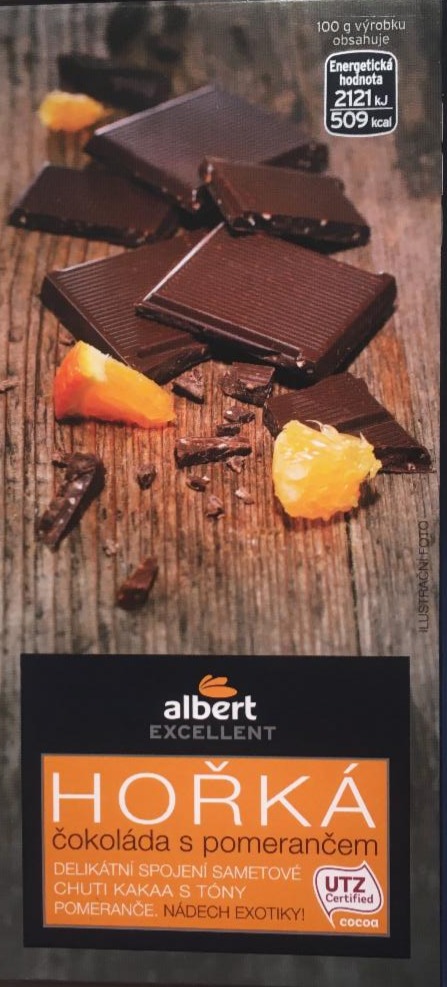 Fotografie - čokoláda hořká s pomerančovou příchutí 72% kakaa Albert Excellent