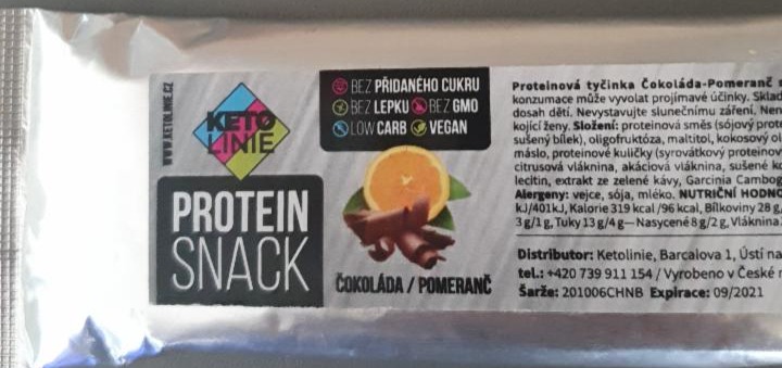 Fotografie - Protein Snack čokoláda pomeranč KetoLinie