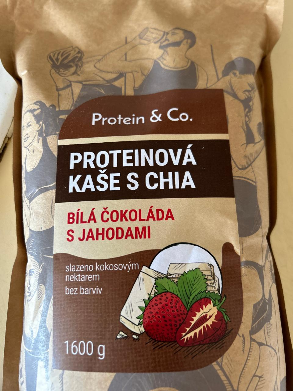 Fotografie - Proteinová kaše s chia Bílá čokoláda s jahodami Protein & Co.