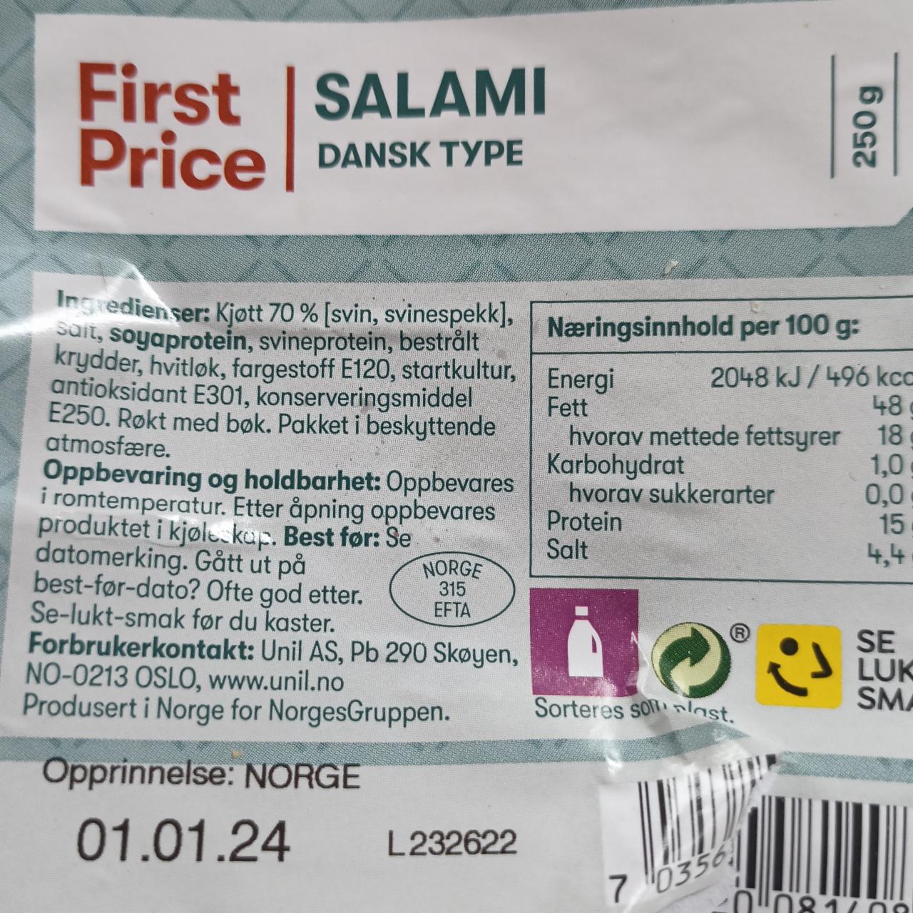Fotografie - Salami Dansk Type First Price
