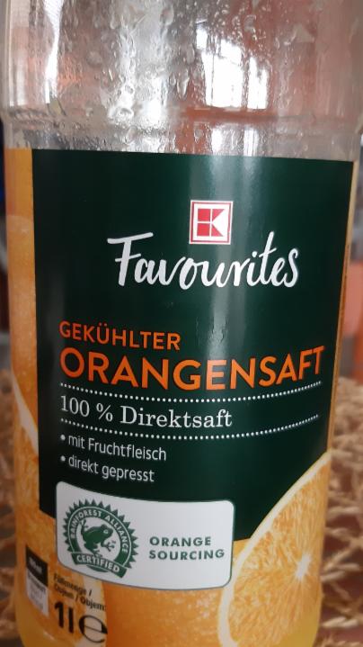 Fotografie - Pomerančová šťáva s ovocným podílem 100% přímo lisovaná šťáva s dužinou Favourites