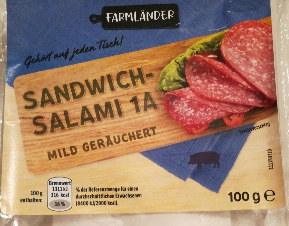 Fotografie - Sandwich salami mild geräuchert Farmländer