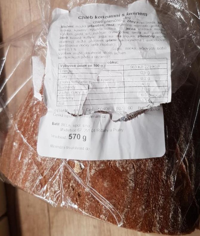 Fotografie - Chléb konzumní s kmínem pšenično-žitný Billa