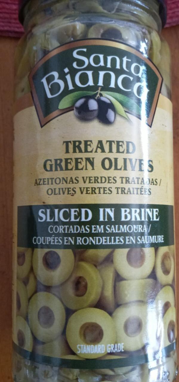 Fotografie - Treated Green Olives Sliced In Brine Santa Bianca