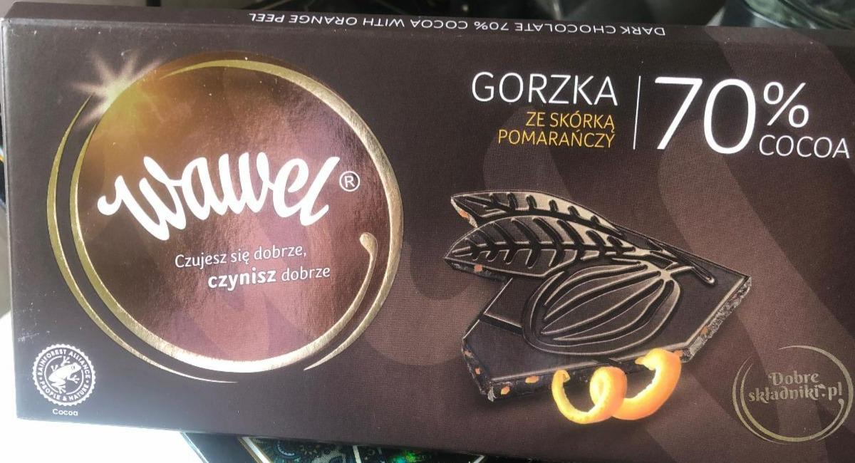 Fotografie - Czekolada gorzka 70% cocoa ze skórką pomarańczy Wawel