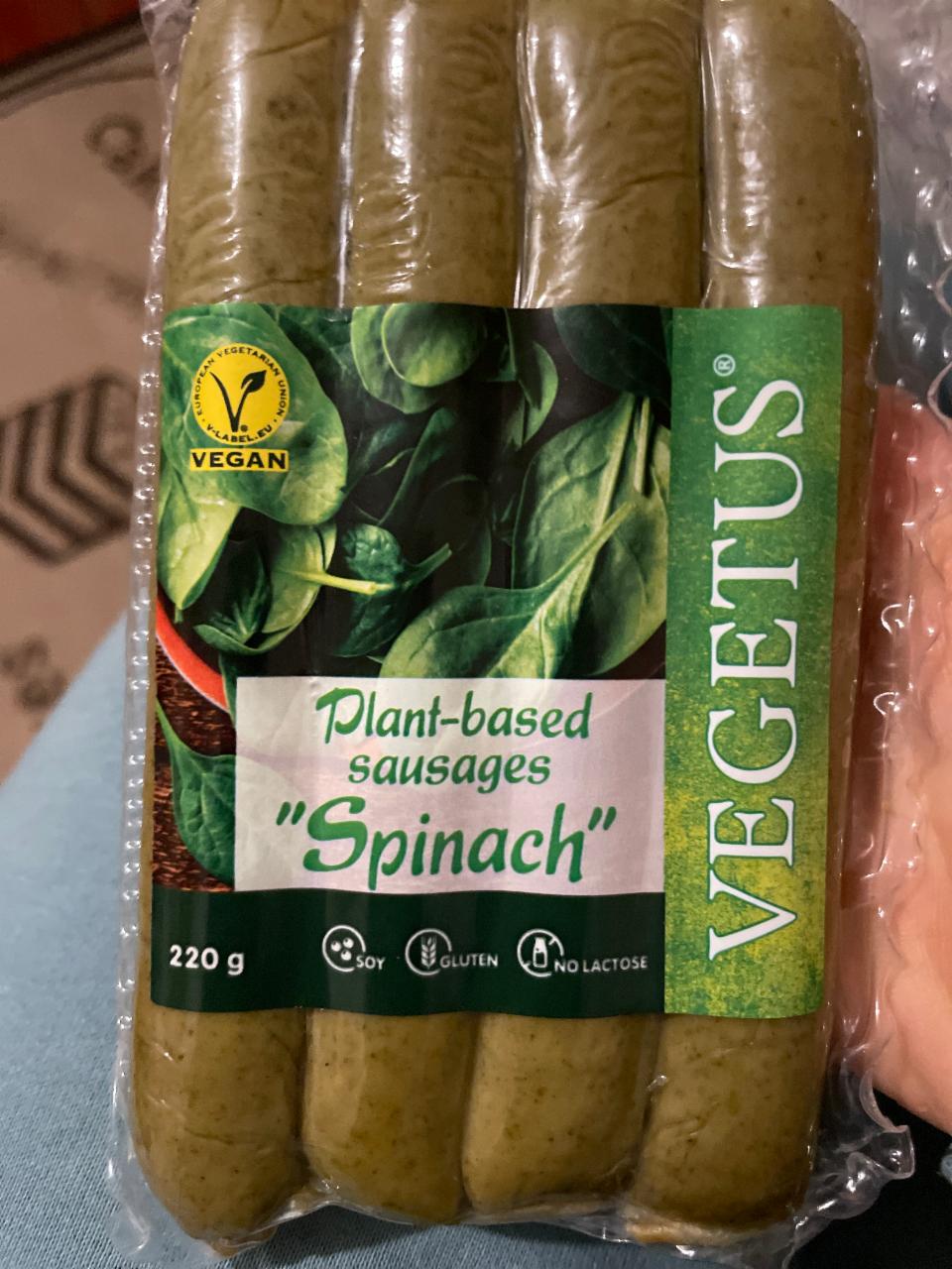 Fotografie - Plant-based sausages Spinach Vegetus