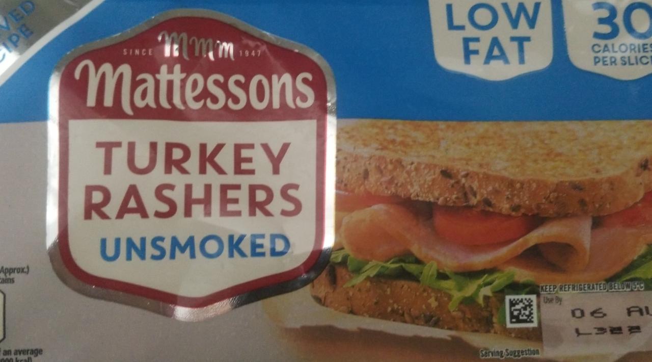 Fotografie - Unsmoked Turkey Bacon Rashers Mattessons