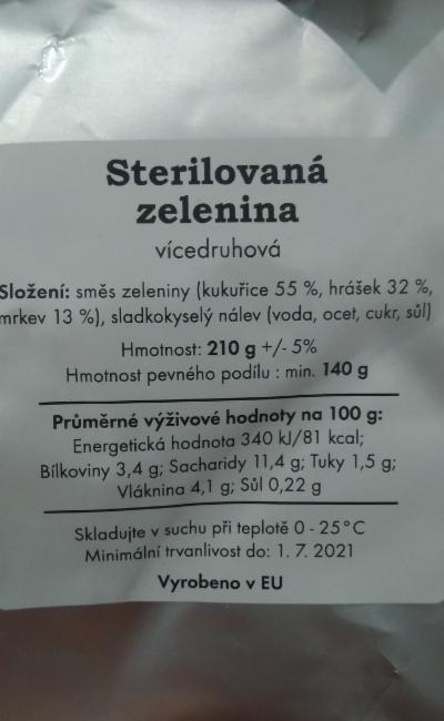 Fotografie - Sterilovaná zelenina vícedruhová BDP