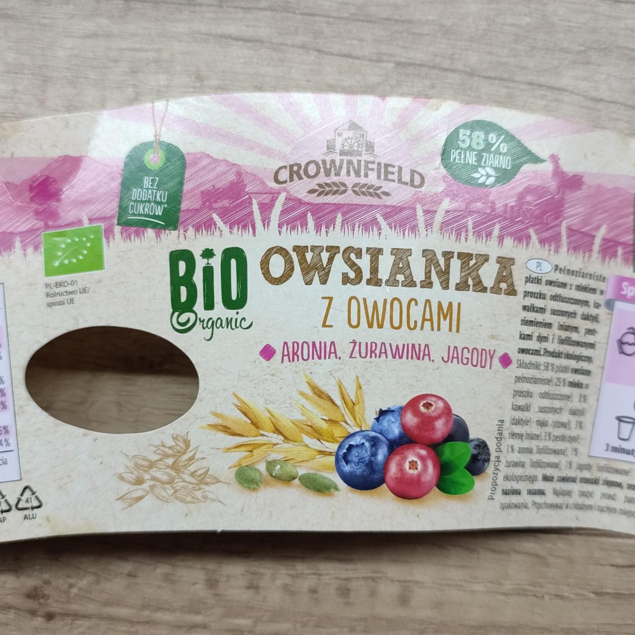 Fotografie - Bio Organic owsianka z owocami aronia, zurawina, jagody Crownfield