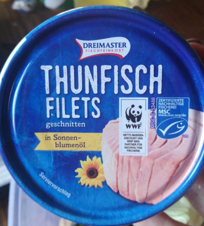 Fotografie - Thunfisch filets in Sonnenblumenöl Dreimaster