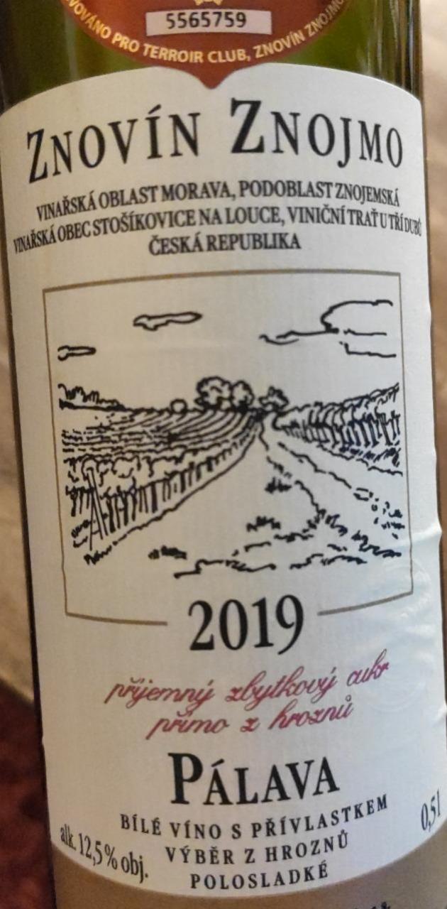 Fotografie - Pálava 2019 výběr z hroznů polosladké bílé víno s přívlastkem Znovín