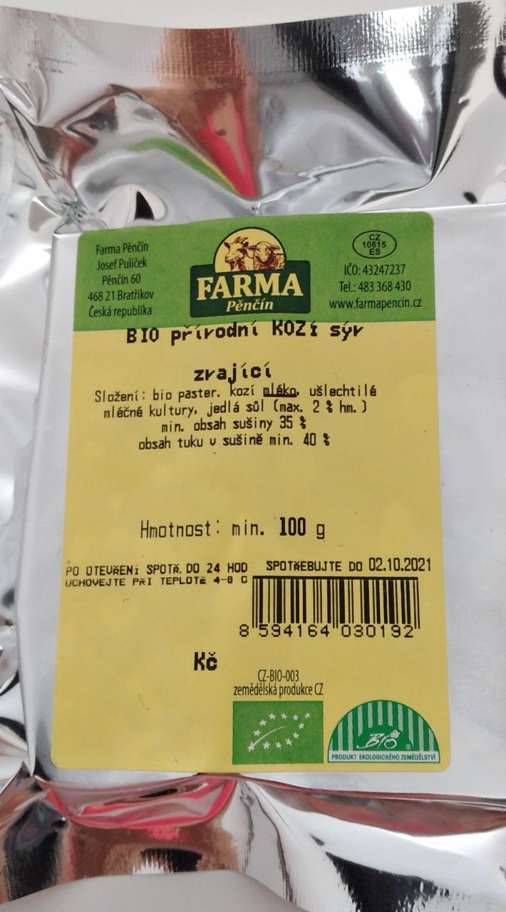 Fotografie - BIO přírodní Kozí sýr zrající Farma Pěnčín
