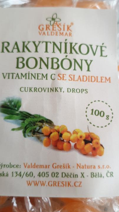 Fotografie - Rakytníkové bonbóny s vitamínem C se sladidlem Grešík Valdemar