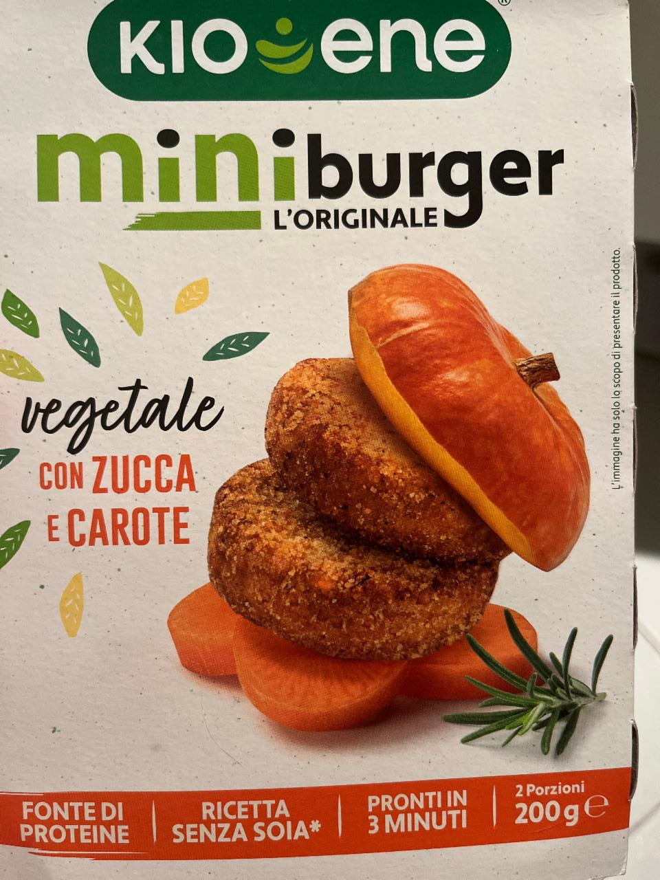 Fotografie - Miniburger l'Originale vegetale con Zucca e Carote Kioene
