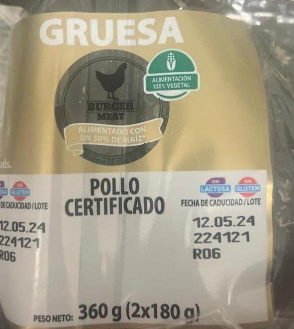 Fotografie - Gruesa Pollo Certificado Burger Meat