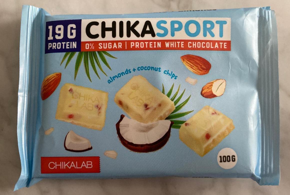 Fotografie - Chikasport protein white chocolate almonds + coconut chips Chikalab