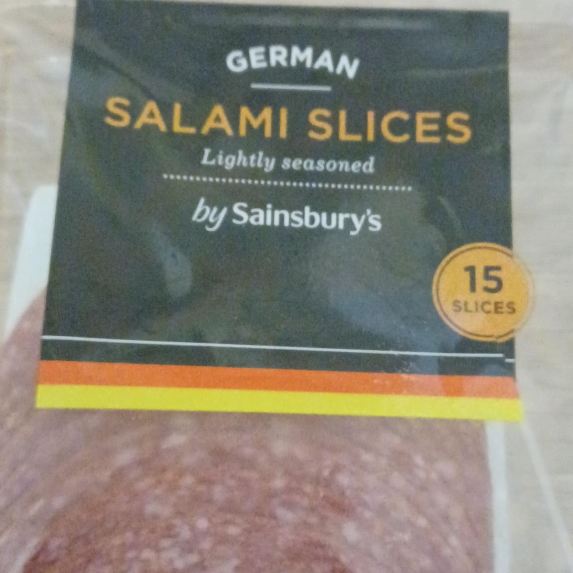 Fotografie - German Salami Slices by Sainsbury's