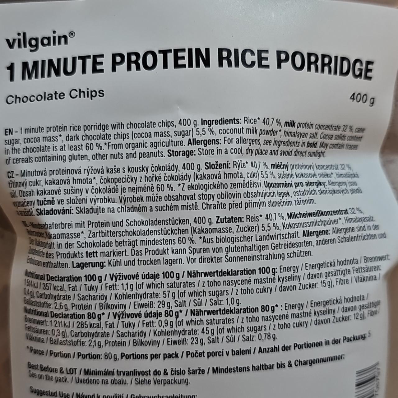 Fotografie - 1 minute protein rice porridge Chocolate chips Vilgain