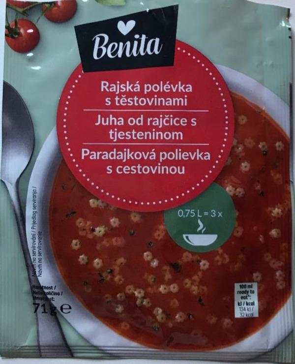 Fotografie - Rajská polévka s těstovinami Benita