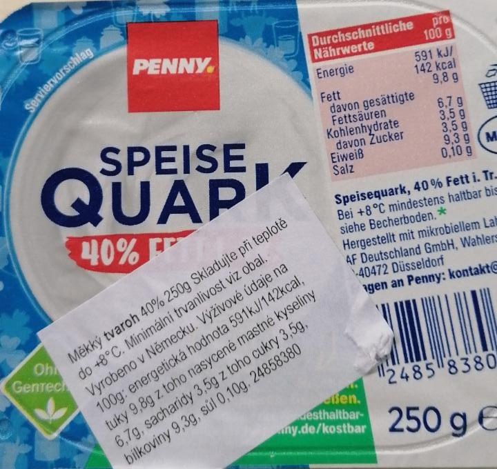 Fotografie - Speise quark 40% fett (měkký tvaroh) Penny