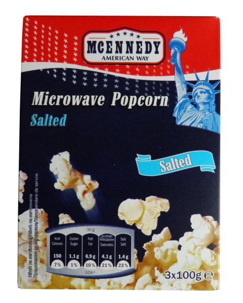 microwave popcorn salted McEnnedy - kalorie, kJ a nutriční hodnoty