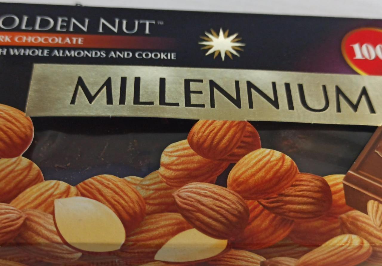 Fotografie - golden nut Dark chocolate with whole almonds and cookie Millennium