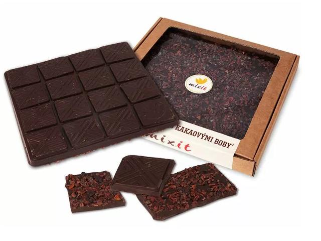 Fotografie - Čokoláda Hořká s kakaovými boby Mixit