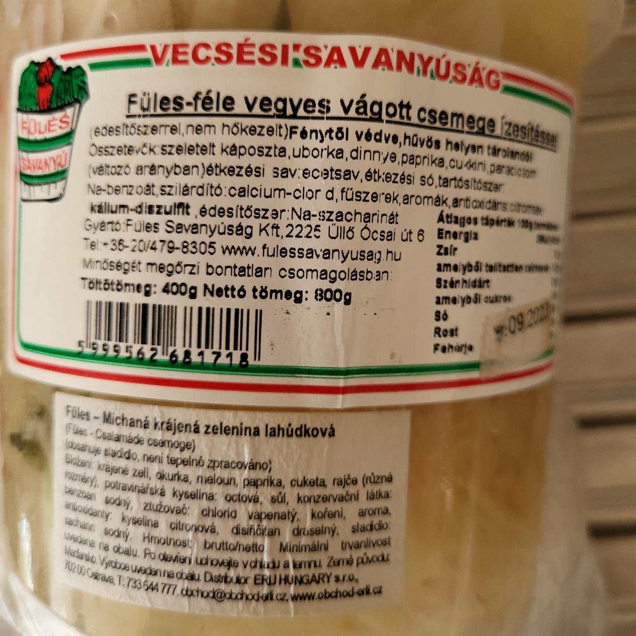 Fotografie - Míchaná krájená zelenina lahůdková Vecsési savanyúság Füles