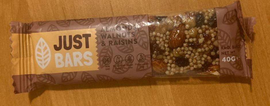 Fotografie - Almonds, walnuts & raisins Just Bars