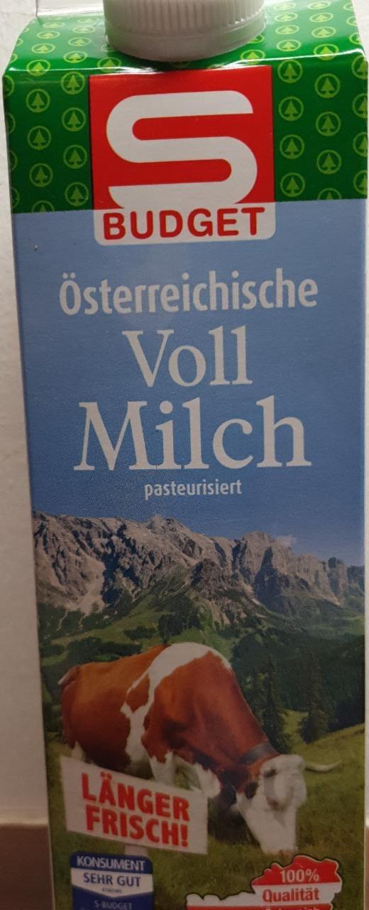 Fotografie - Österreichische Vollmilch pasteurisiert S Budget