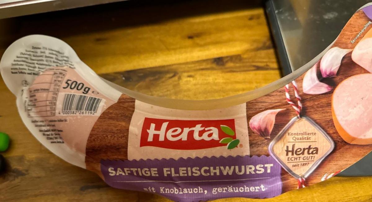 Fotografie - Saftige Fleischwurst mit Knoblauch, geräuchert Herta