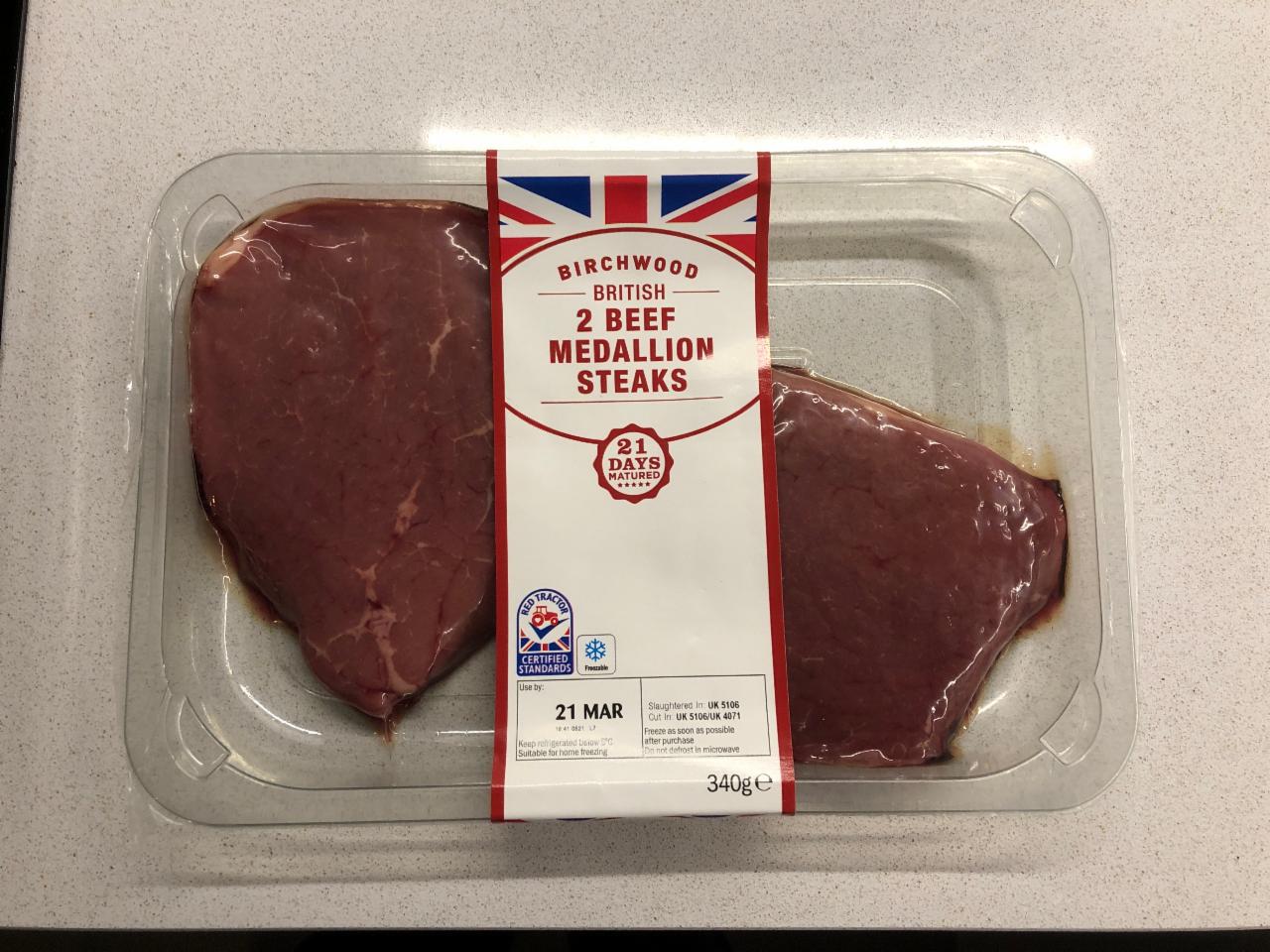 Fotografie - British 2 Beef Medallion Steaks Birchwood