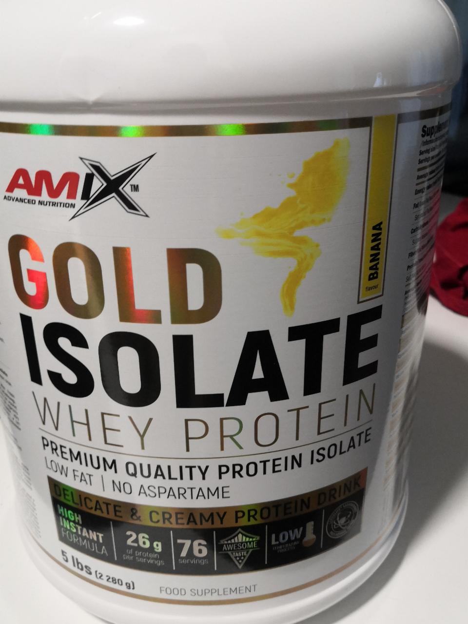 Fotografie - Gold isolate whey protein banana Amix
