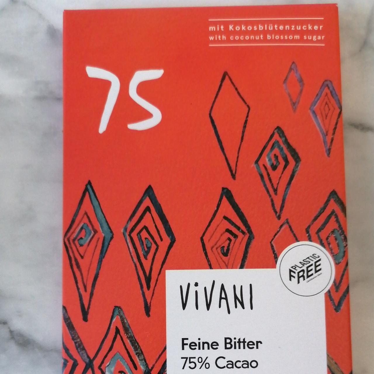 Fotografie - Feine bitter 75% cacao (bio hořká čokoláda) Vivani