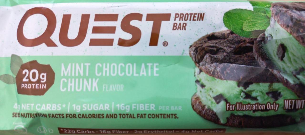 Fotografie - Mint chocolate chunk protein bar Quest