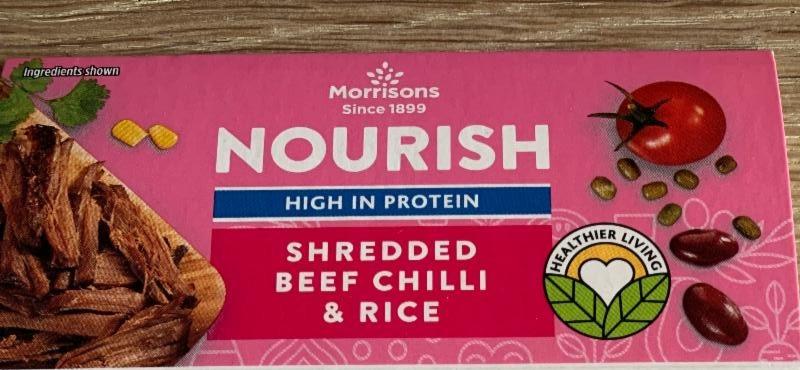 Fotografie - Nourish Shredded Beef Chilli & Rice Morrisons