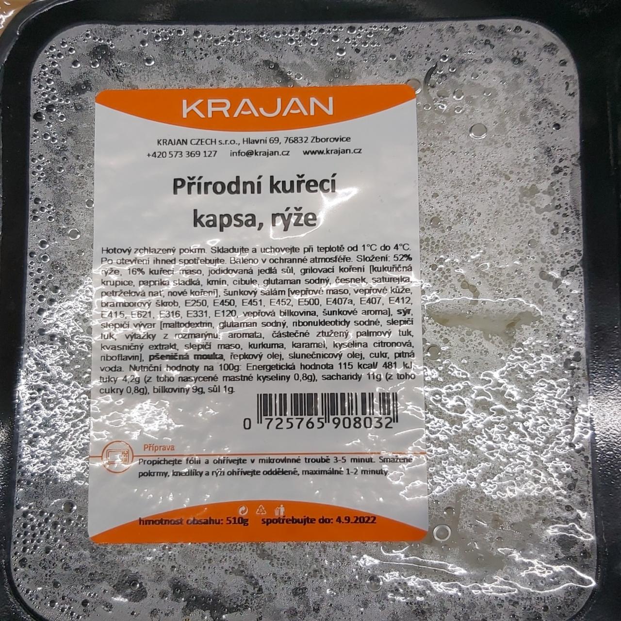 Fotografie - Přírodní kuřecí kapsa, rýže Krajan